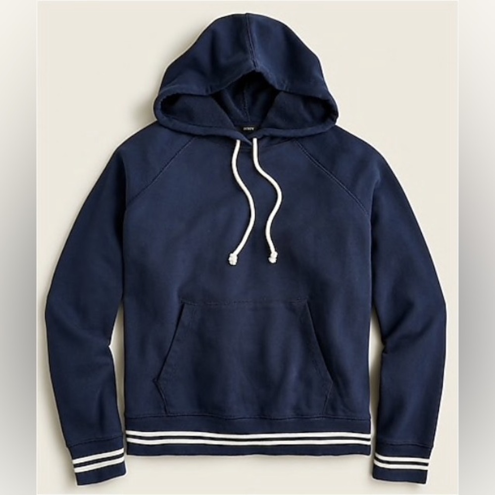 J.Crew University terry hoodie with striped cuffs Sz Small